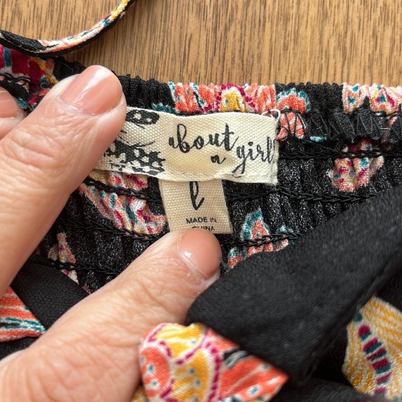NWOT About A Girl Romper Women LG Black Padded Floral Sweetheart Neckline Preppy - Picture 7 of 8